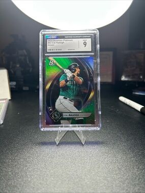 2022 Bowman Platinum Cal Raleigh Green /99 Rookie Card - Mint 9